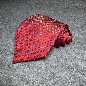 Jhane‎ Barnes Red Blue Dots Circles Geometric Silk Necktie 3.5" Width
